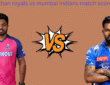 Rajasthan Royals vs Mumbai Indians Match Scorecard 50th at Jaipur IPL April 30,2025